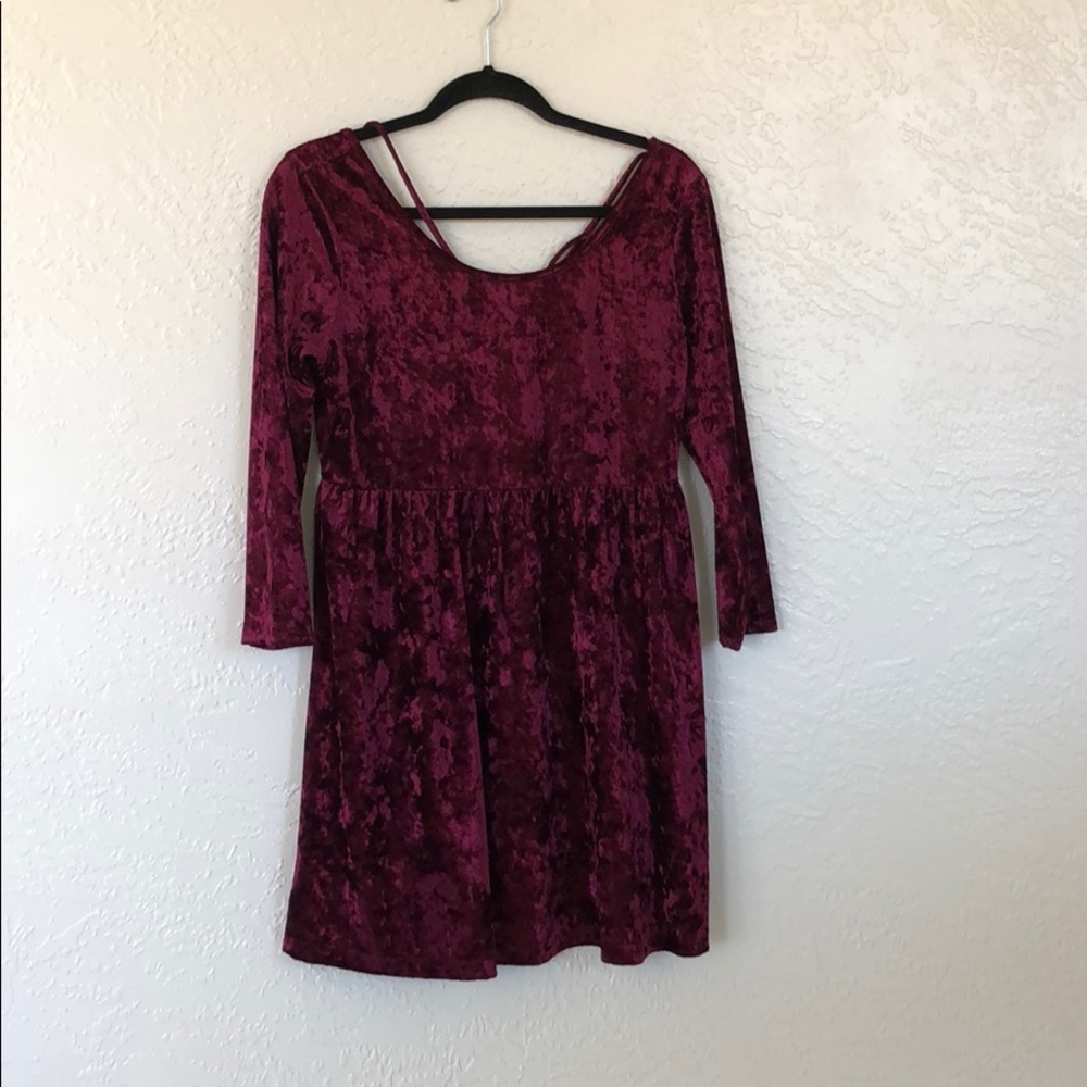 Maroon velvet dress with back detail